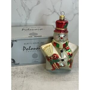 Kurt Adler Polonaise "STAR SNOWMAN" Hand Blown Glass Ornament  ~ Poland
